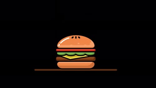 2D Burger Falling Animation Alpha Channel 4K