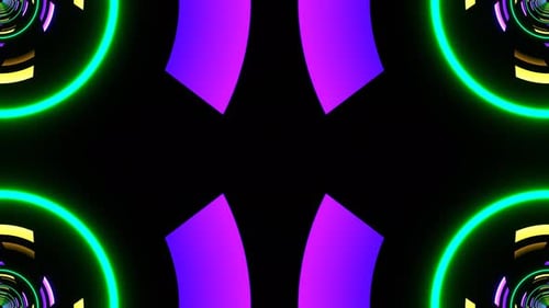 Purple And Yellow And Turquoise Abstract Spiral Light In Kaleidoscope Background Vj Loop In 4K