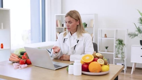 Woman Doctor Consults Online About Healthy Diet