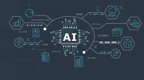 Futuristic AI Chip Digital Network Interface Animation