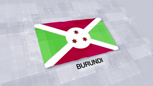 Burundi Flag Waving Animation on Global Map Background