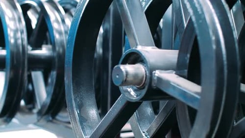 Wheels on Metal Industrial Machine Dolly Shot