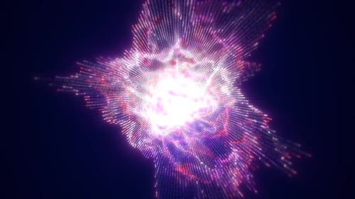 Abstraktes glühendes Schleifenlicht, High-Tech-Energie, lila, Kugel, Atomgerinnsel, Energiegerinnsel aus Linien