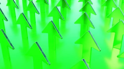 Abstract Green 3D Upward Arrows Motion Background