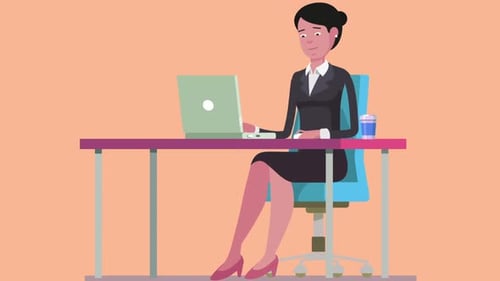 Office Worker Woman Typing On Notebook