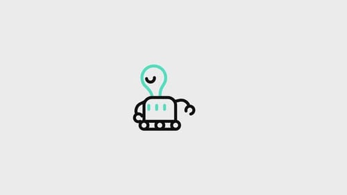 Animated Robot Character With Lightbulb Head Icon