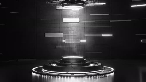 Schwarz-Weiß-Sci-Fi-Neonlichtportal