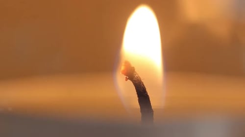 close up candle. romantic valentine concept with copyspace. spa decoration.