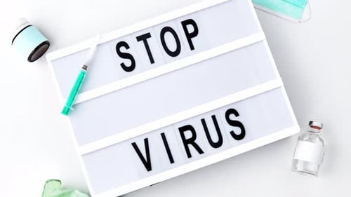 Stop Virus Medical Supplies Message with Syringe