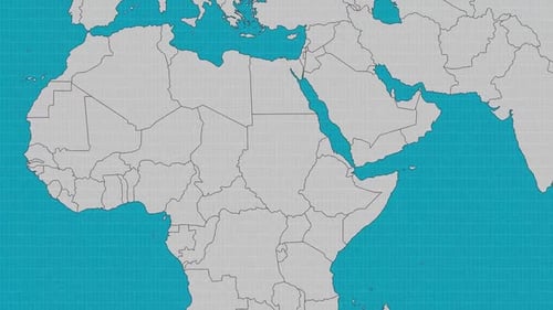 Animated Flat World Map Zooming to Highlight Sudan