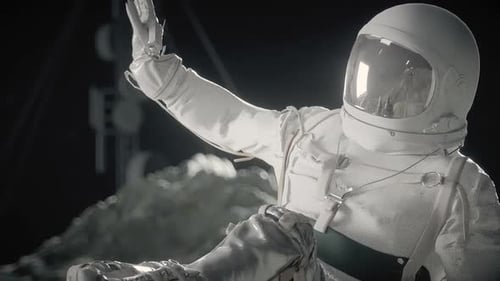 Futuristic 3D Astronaut Exploring Space with Alien Jellyfish