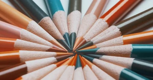 Sharpened Colorful Pencils Spinning In Circle