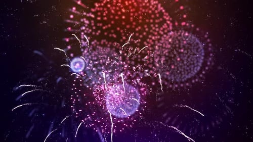 Real Colorful Fireworks Festival in the Sky Display at Night During National Holiday