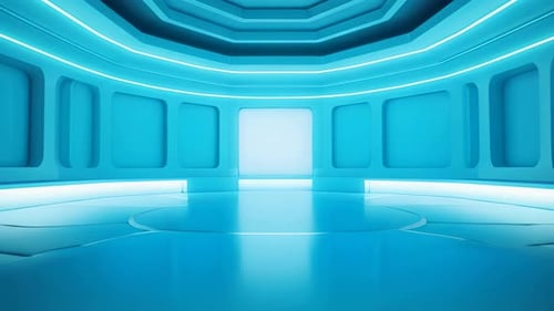 podium Futuristic showcase with platform for product displaying. Empty modern stage display