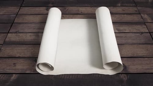 Vintage Paper Scroll Unrolls to Reveal Blank Space