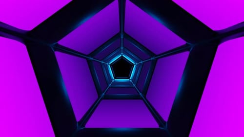 Purple Hexagon Tunnel Abstract Cartoon Loop Animation 3d Render