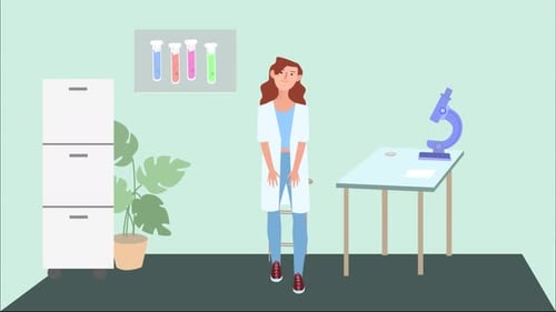 Animated Female Scientist Standing in a Modern Laboratory