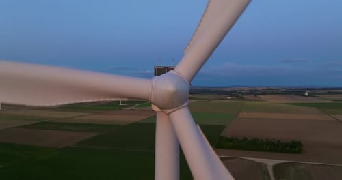 Wind Turbine Aerial View Wind Farms in the Field Rotating Blades Alternative Renewable Energy