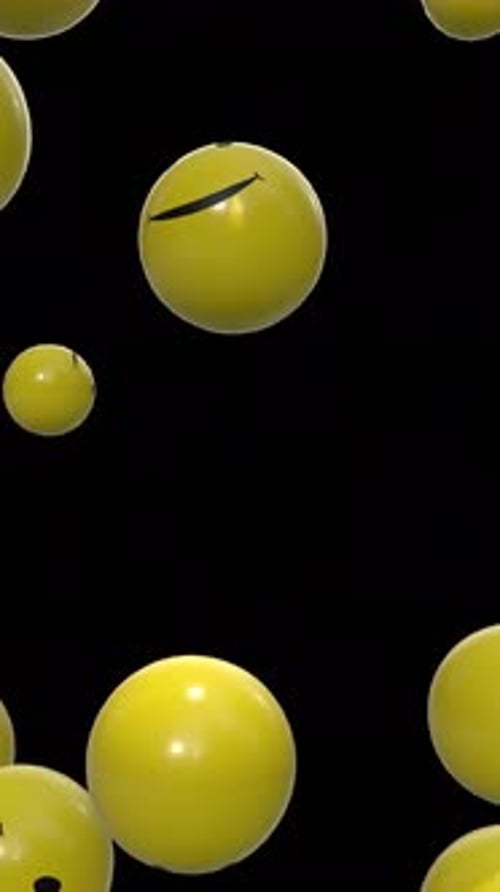 3D Smiling Faces Falling Down Animation