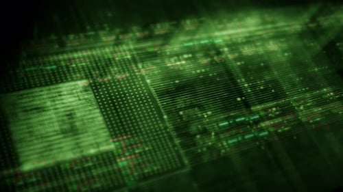 Futuristic Digital Circuit Board Data Processing Loop