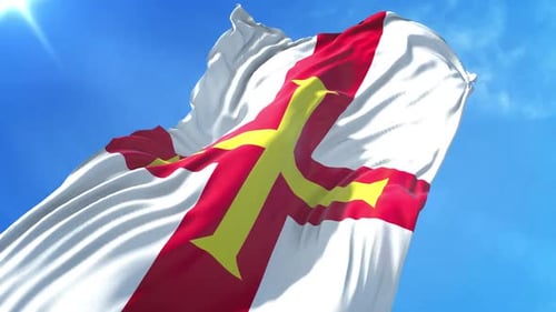 Realistic 3D Animation of Guernsey Flag Waving