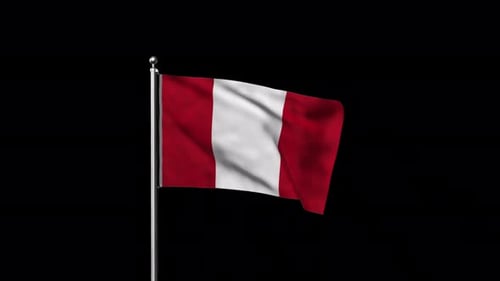 Realistic Peru Flag Waving Animation on Flagpole