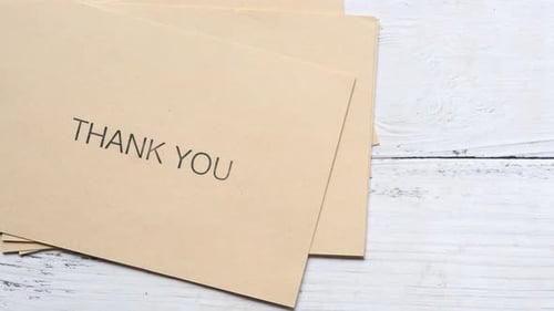 Thank You Cards on White Wood Background
