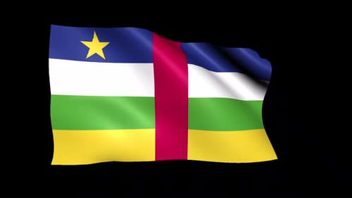 Central African Republic Flag Waving Loop with Realistic Fabric Movement