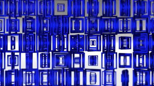 3D blue squares, stacked, overlapping, create depth