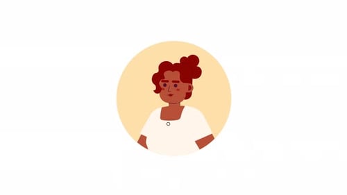 Animated Flat Design Avatar of a Smiling Woman Loop