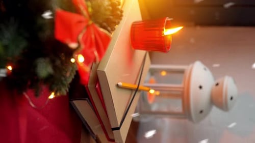 Christmas Tree With Lights and Candle Decoration