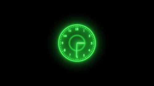 Grüne Neon-Countdown-Uhr animiert