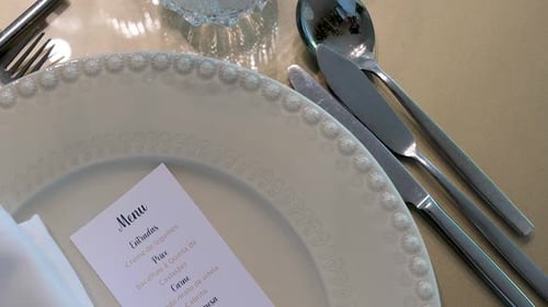 Set Table with Silverware and Elegant Menu