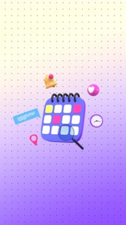 3D Calendar Animation. Daily Routine, Time Management & Reminder Concepts Animation.