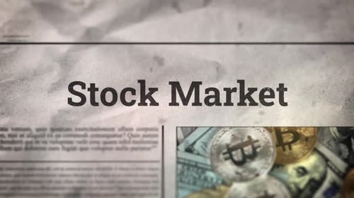 Stock Market Title On Digital Newspaper