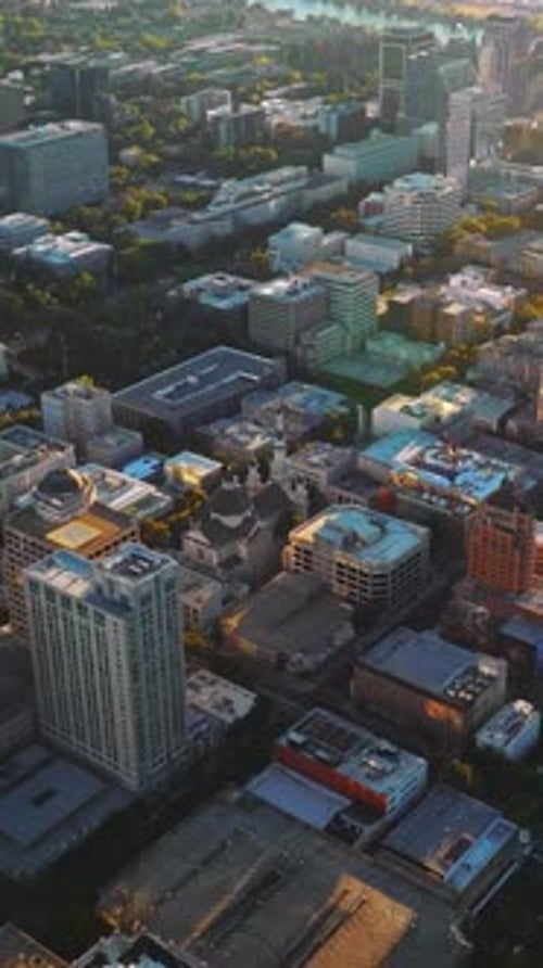 Contemporary urban architecture with lots of greenery. Amazing Sacramento city