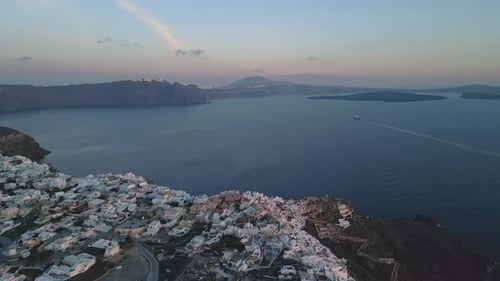 Aerial View of Cliffside City Overlooking the Sea