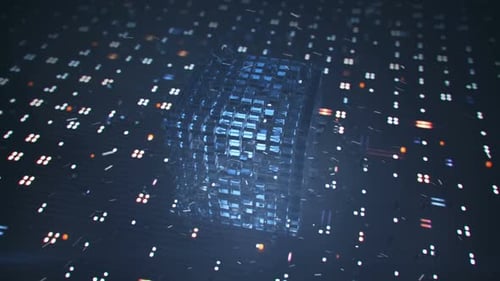 Techno blocks. Futuristic technology or sci-fi design. Seamless loop 3D render animation