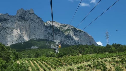 Funicular a Lift Leading to the Station at the Top of the Mountain