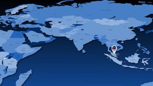 Malaysia Location Tracking Animation On Earth Map