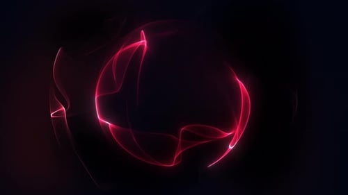 The flow of a red magical glowing sphere of waves of energy against a circular vortex of fractals of