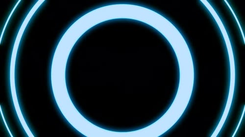 Neon circles pulsate on black background