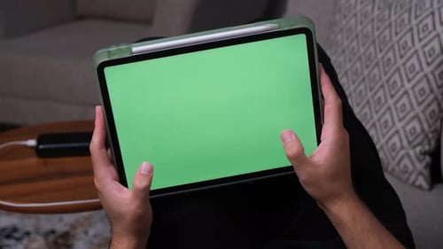 green screen tablet playing game