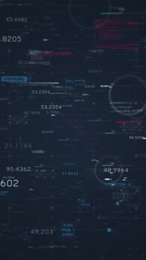 Animated Futuristic HUD Display with Digital Code and Numbers