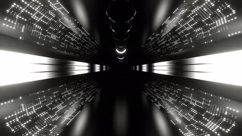 White Corridor With Neon Energy Streams Background Vj Loop I 4K