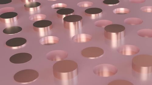 Metallic Cylinders Rising and Falling in Geometric Pattern Loop