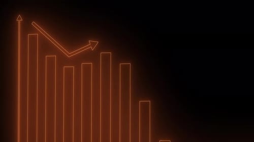 Orange Color Neon Negative Business Graph Animation