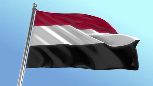 Waving Flag of Yemen with Realistic Fabric Movement