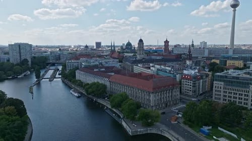 Aerial view of Berlin city centre ( Mitte district ) , Germany