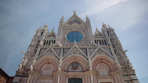 Facade of Siena Cathedral (Duomo di Siena) in Tuscany, Italy